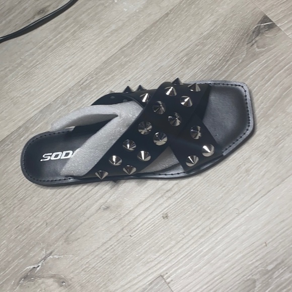 AKIRA Shoes - Black Studded Sandals